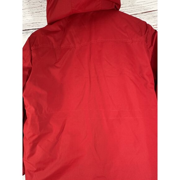 Chaps Boys Hooded Winter Jacket Medium 10/12 Red Blue Pockets Warm Zipper READ - Picture 9 of 14